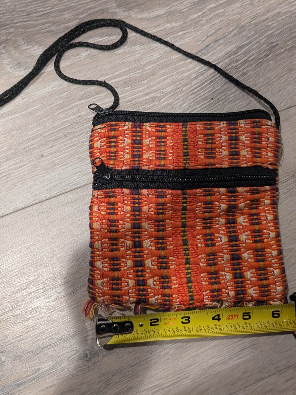 Handwoven Orange Pattern Crossbody Bag From Thailand